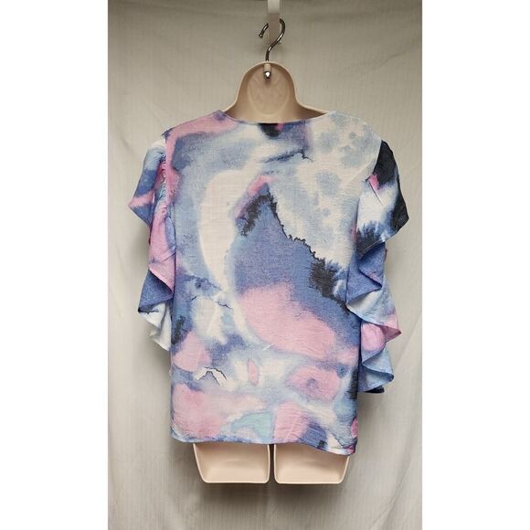 Zac & Rachel Tie Dye Round Neck Short Sleeve Blue/Pink Size Medium - Picture 4 of 6